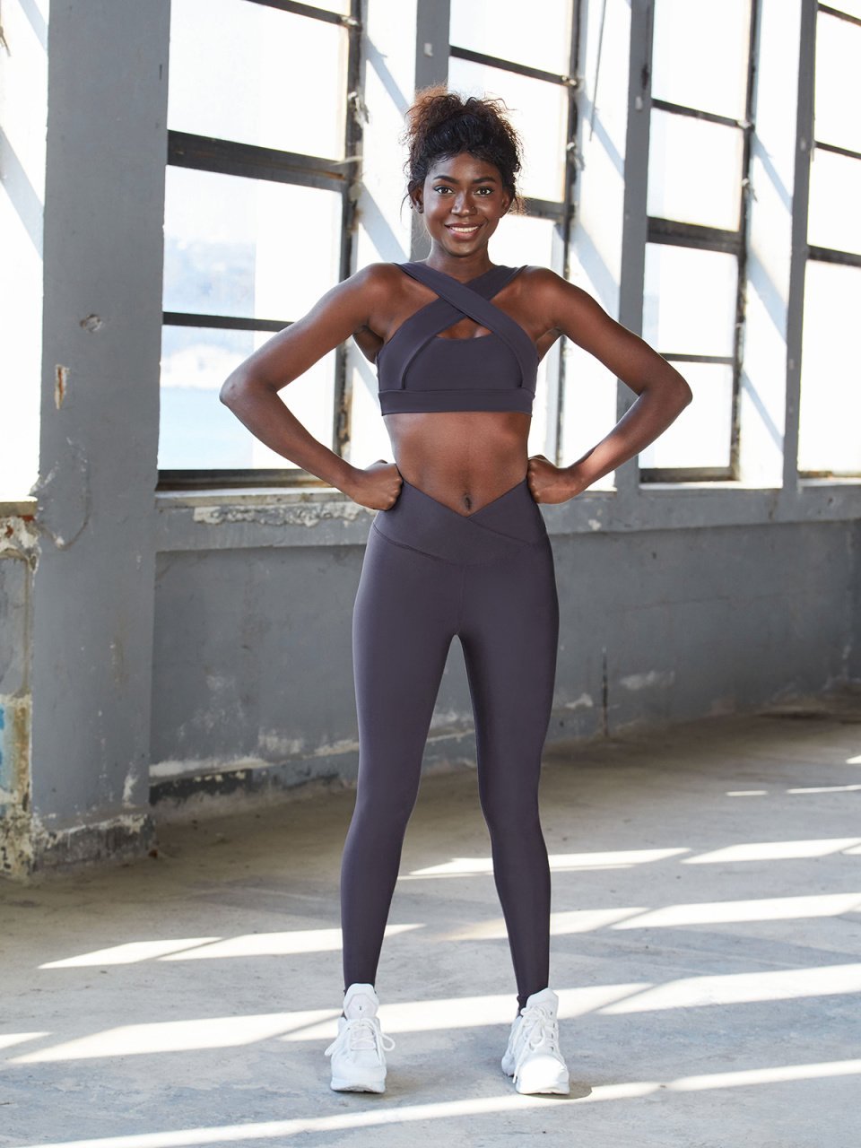 Bel Tasarımlı Spor Tayt Antrasit Rengi 1045