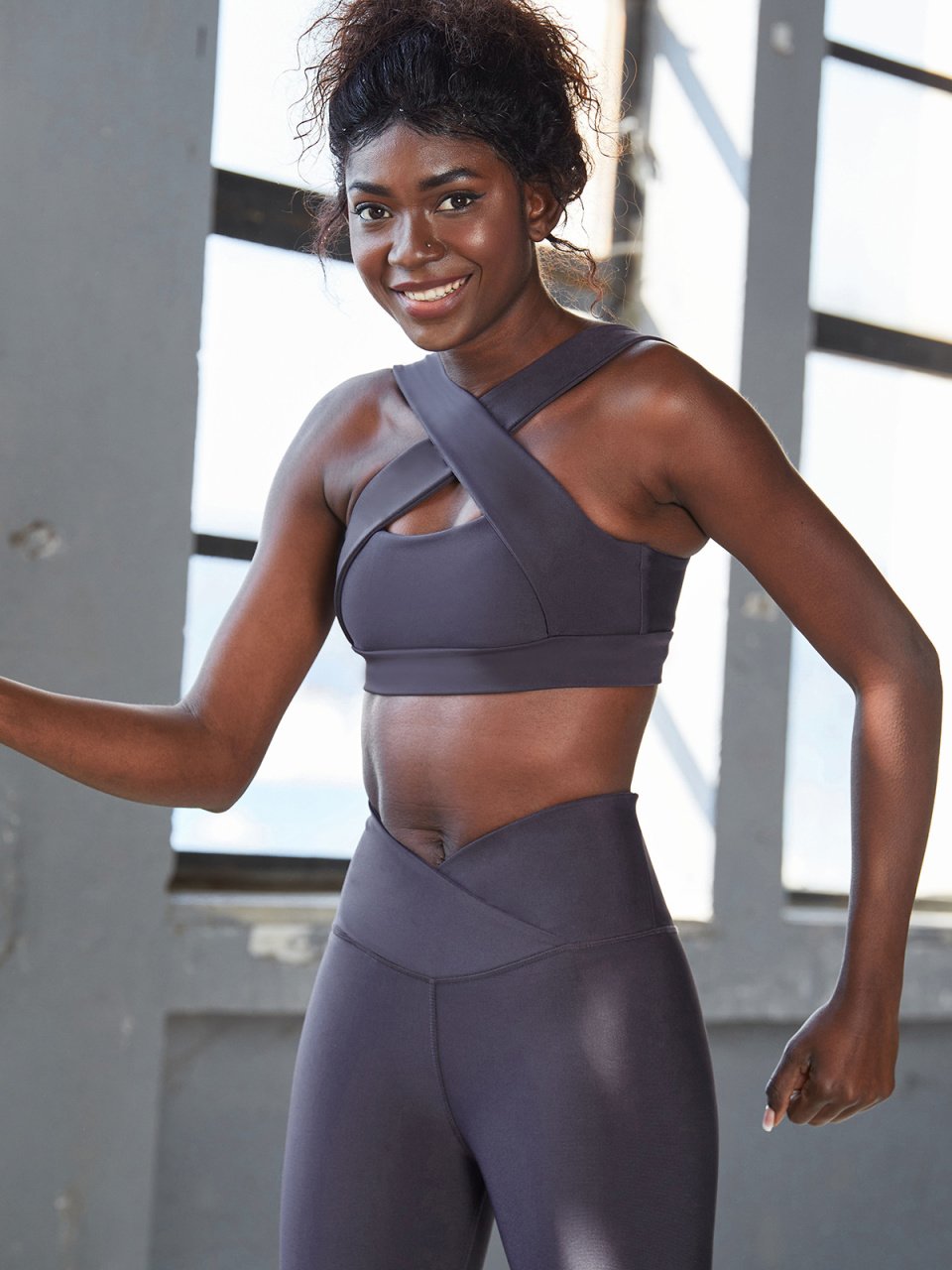 Bel Tasarımlı Spor Tayt Antrasit Rengi 1045