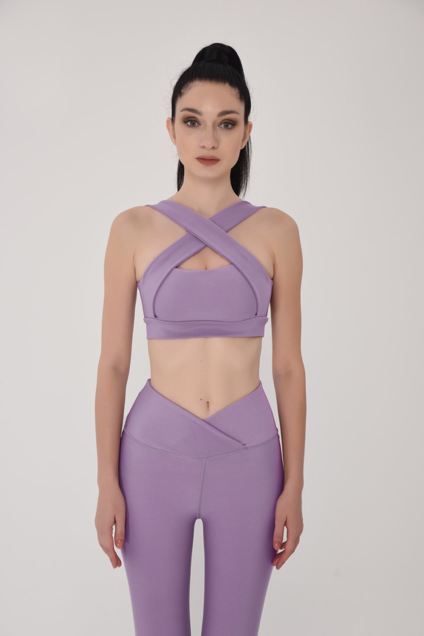 Dekolte Tasarım Spor Bustiyer Tasarım Lila Renk 194