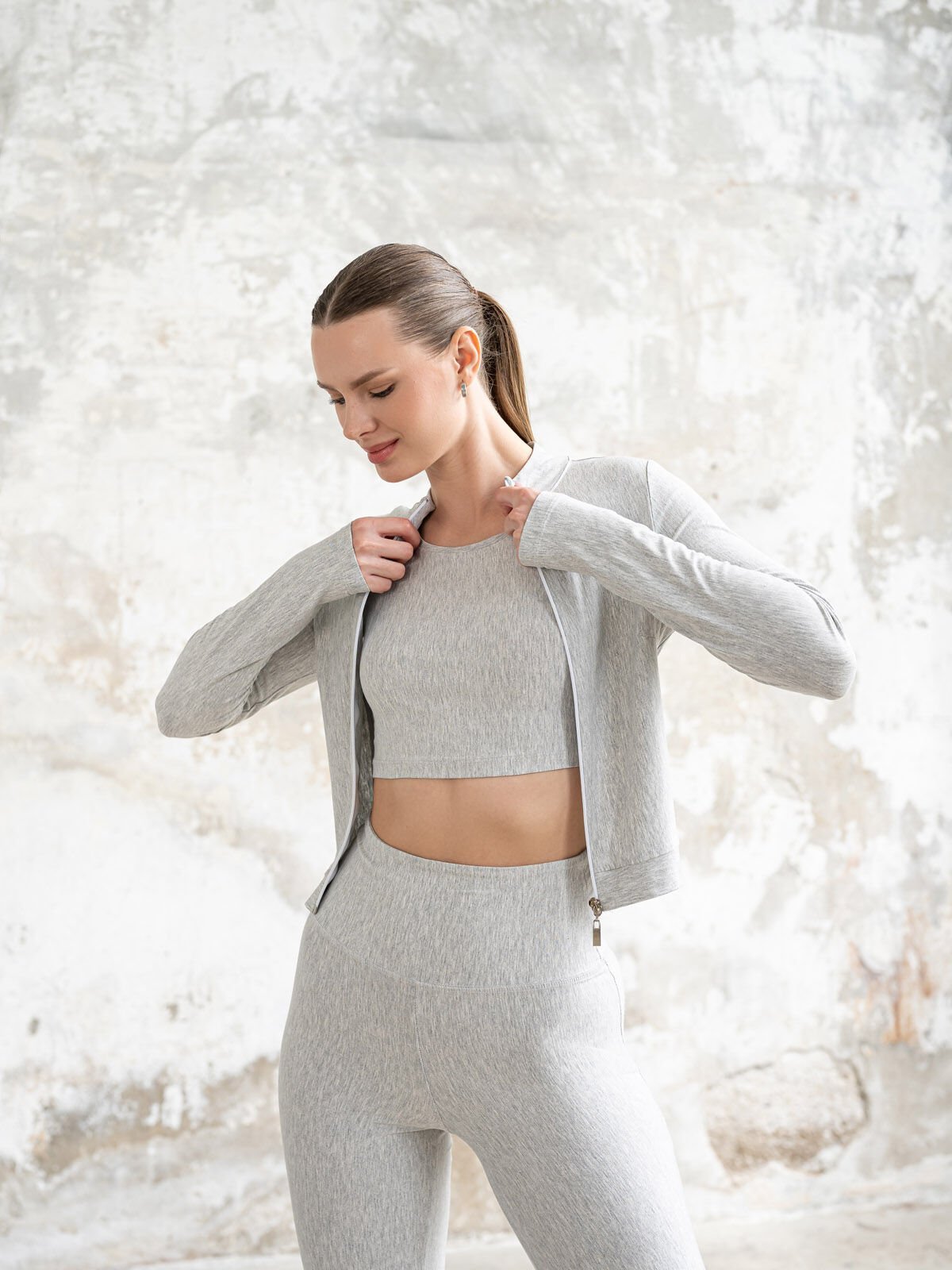 Gri Esinti Uzun Kollu Üst 488