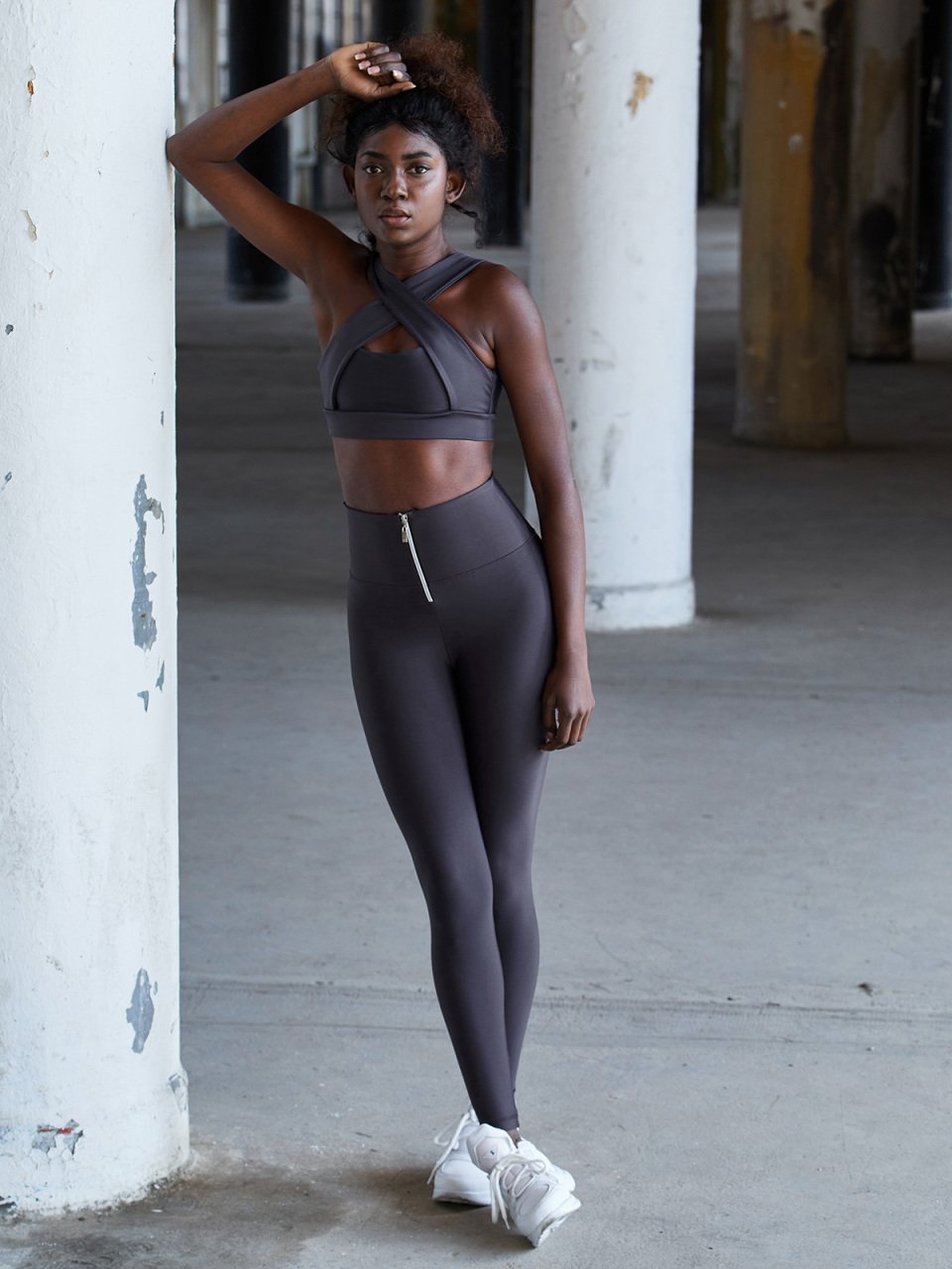 Fermuarlı Tayt Antrasit Renk 1082