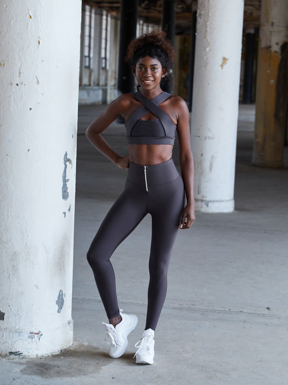 Fermuarlı Tayt Antrasit Renk 1082