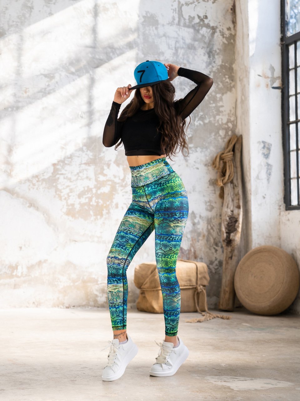 Desenli Ekstra Yüksek Bel Spor Tayt 1185