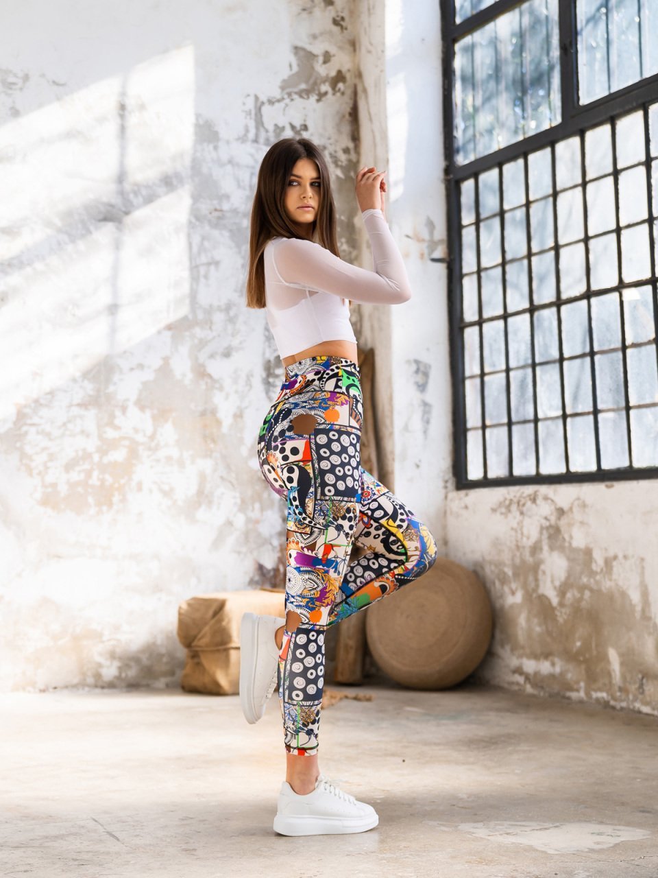 Desenli Ekstra Yüksek Bel Spor Tayt 1186