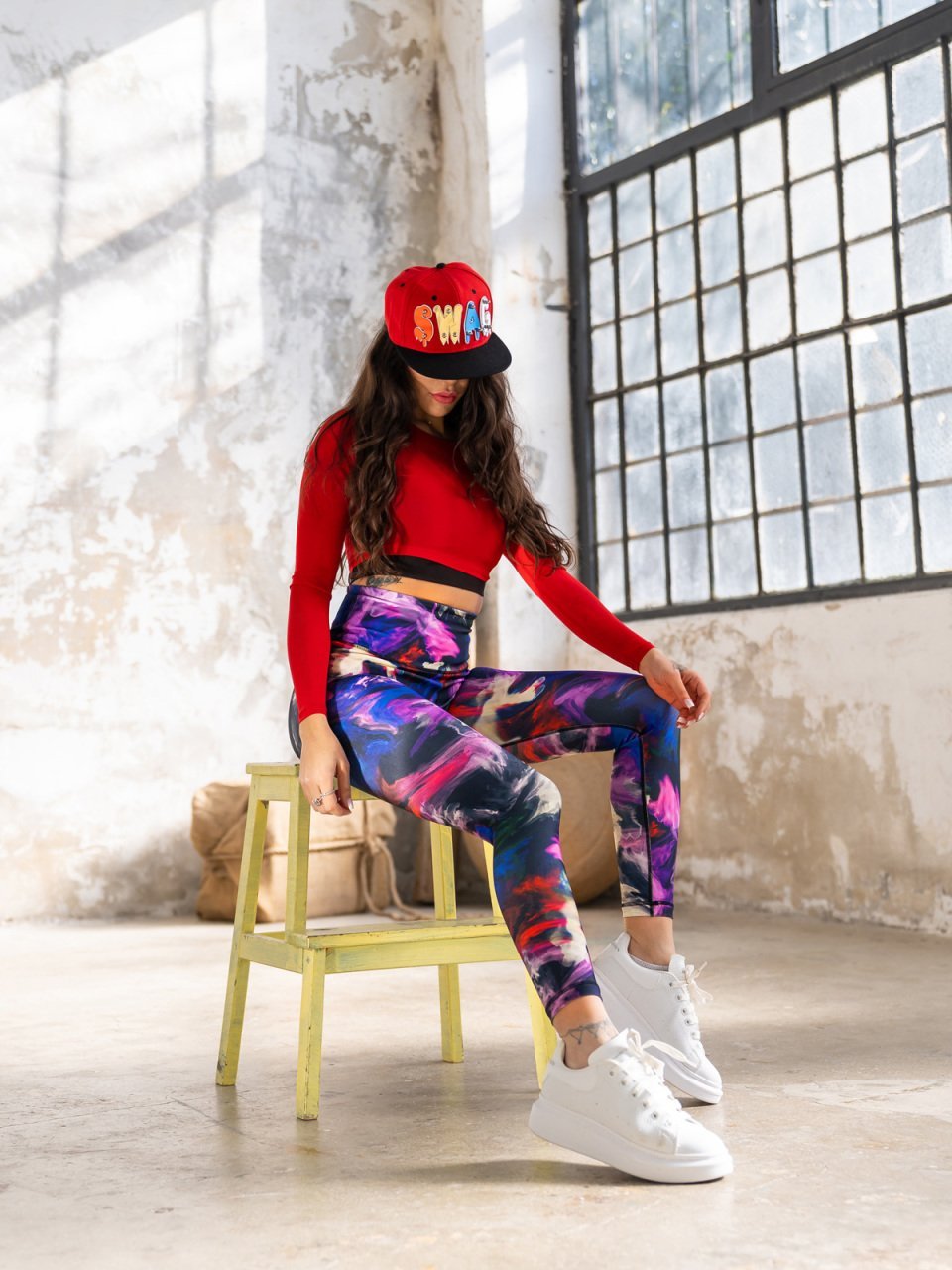 Desenli Ekstra Yüksek Bel Spor Tayt 1187