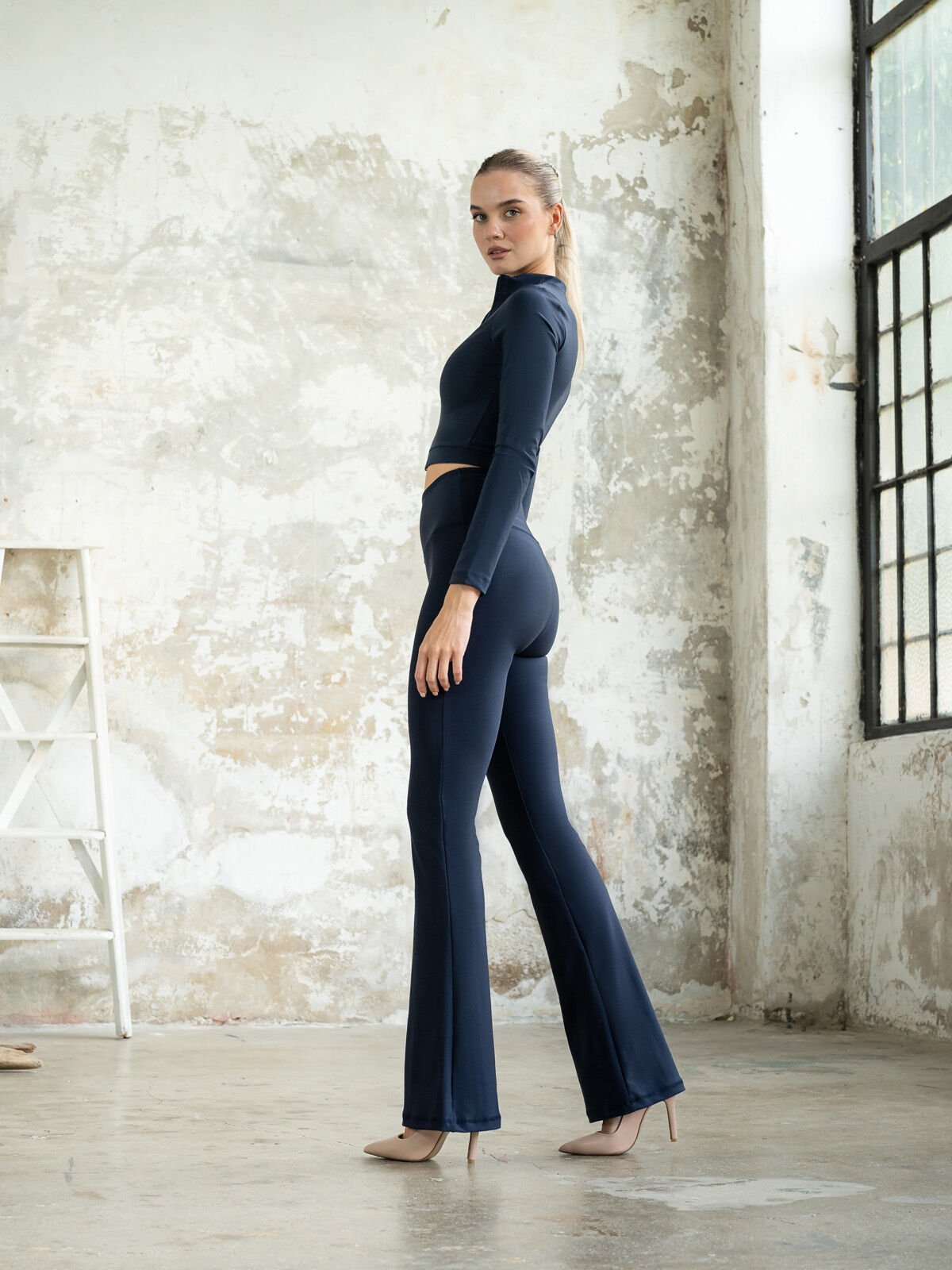 İspanyol Paça Tayt Lacivert Renk 1253