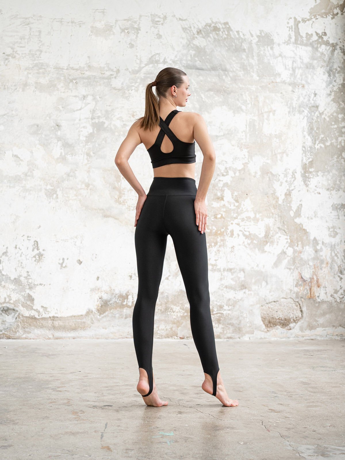 Topukdan Geçmeli Tayt  Siyah Renk 492