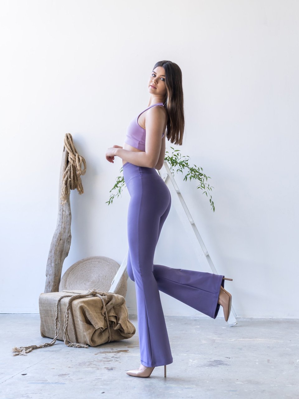 İspanyol Paça Tayt Eflatun Renk 1195