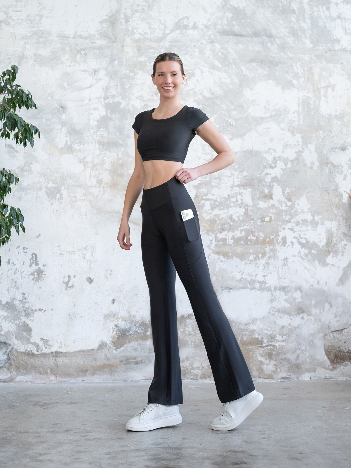 Boru Paça Yandan Cepli Tayt Siyah Renk 432