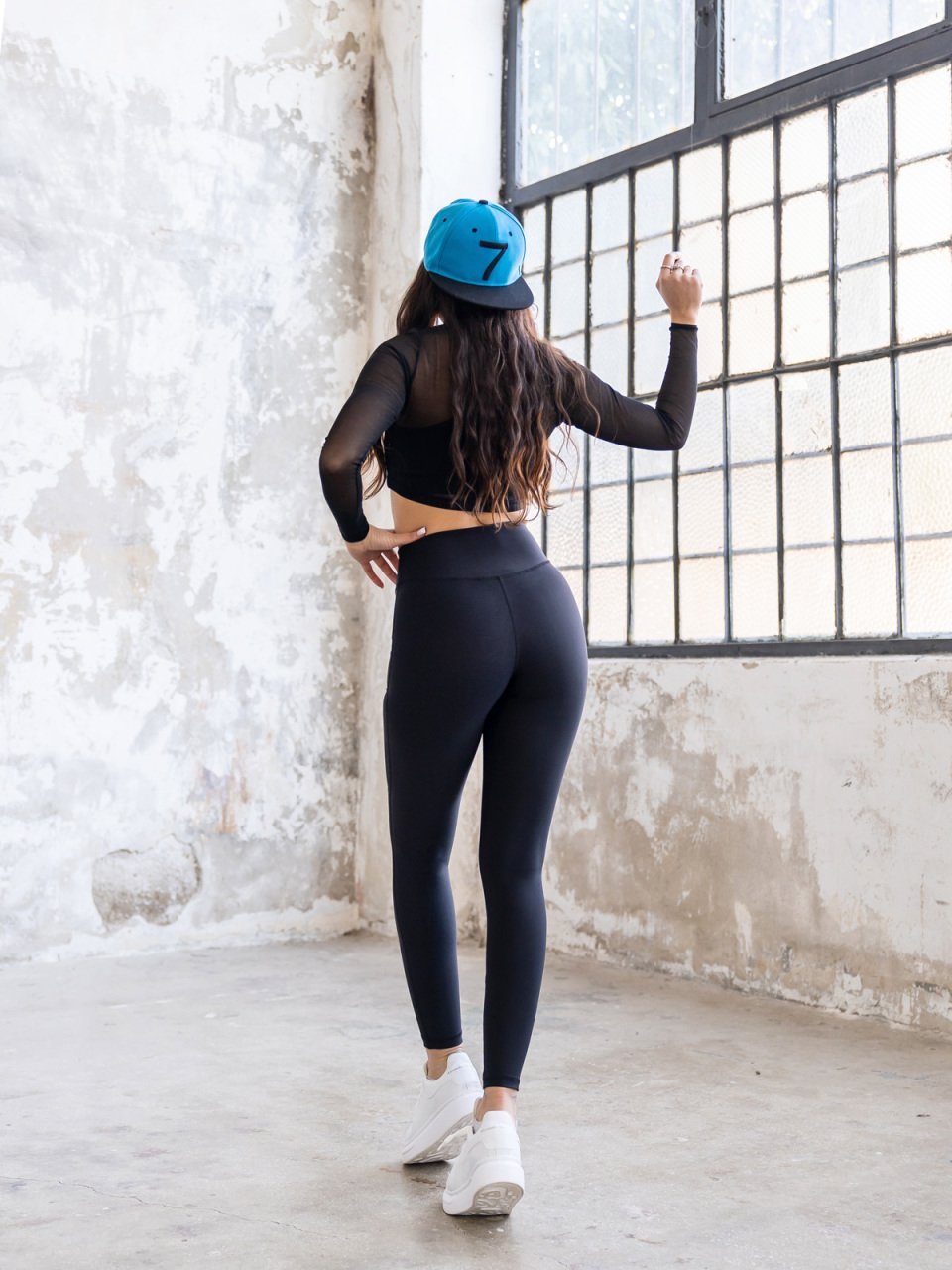 Siyah Renk Tül Detaytlı Spor Tayt 1017