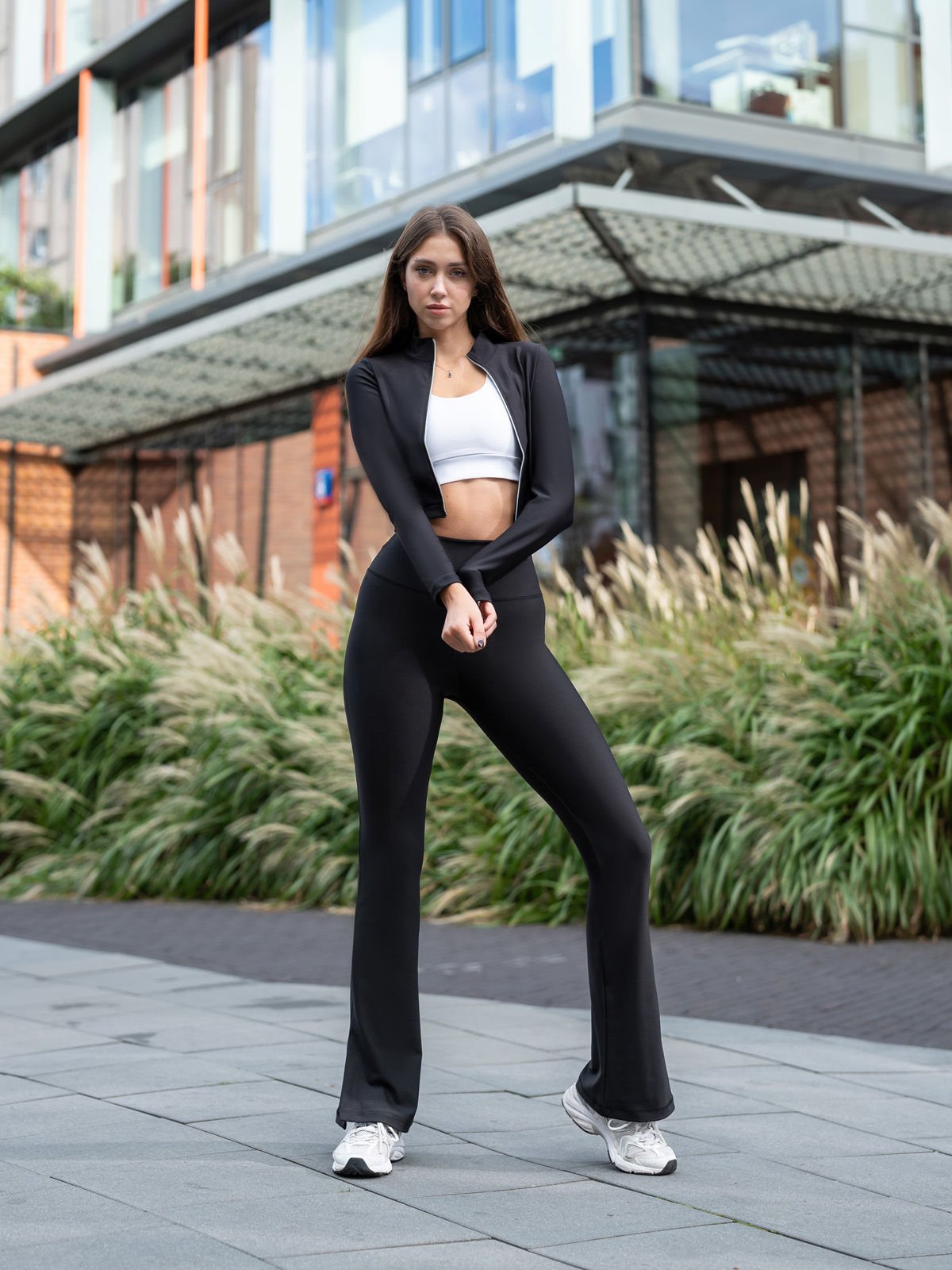 Yırtmaçlı İspanyol Paça Tayt Siyah Renk 1257