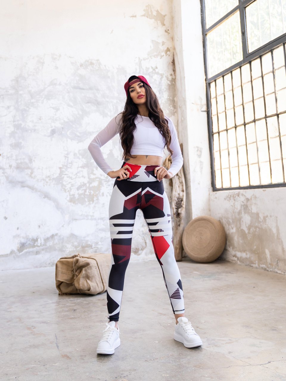 Desenli Ekstra Yüksek Bel Spor Tayt 896