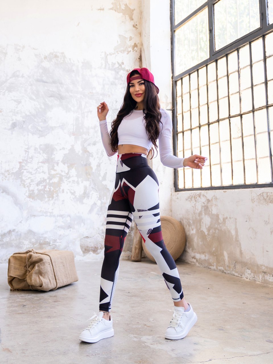 Desenli Ekstra Yüksek Bel Spor Tayt 896