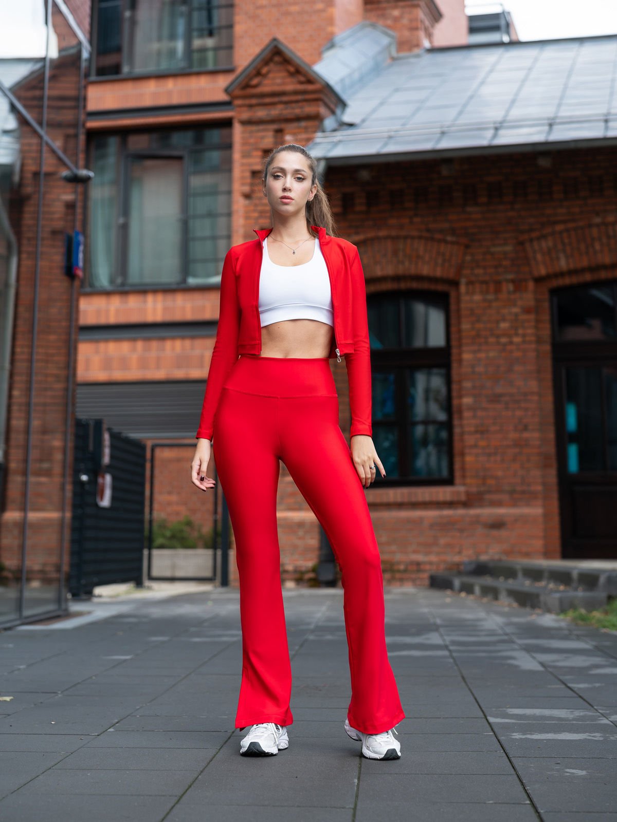 Yırtmaçlı İspanyol Paça Tayt Kırımızı Renk 1261