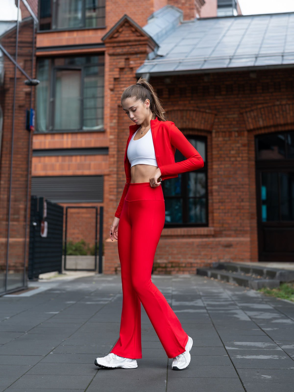 Yırtmaçlı İspanyol Paça Tayt Kırımızı Renk 1261