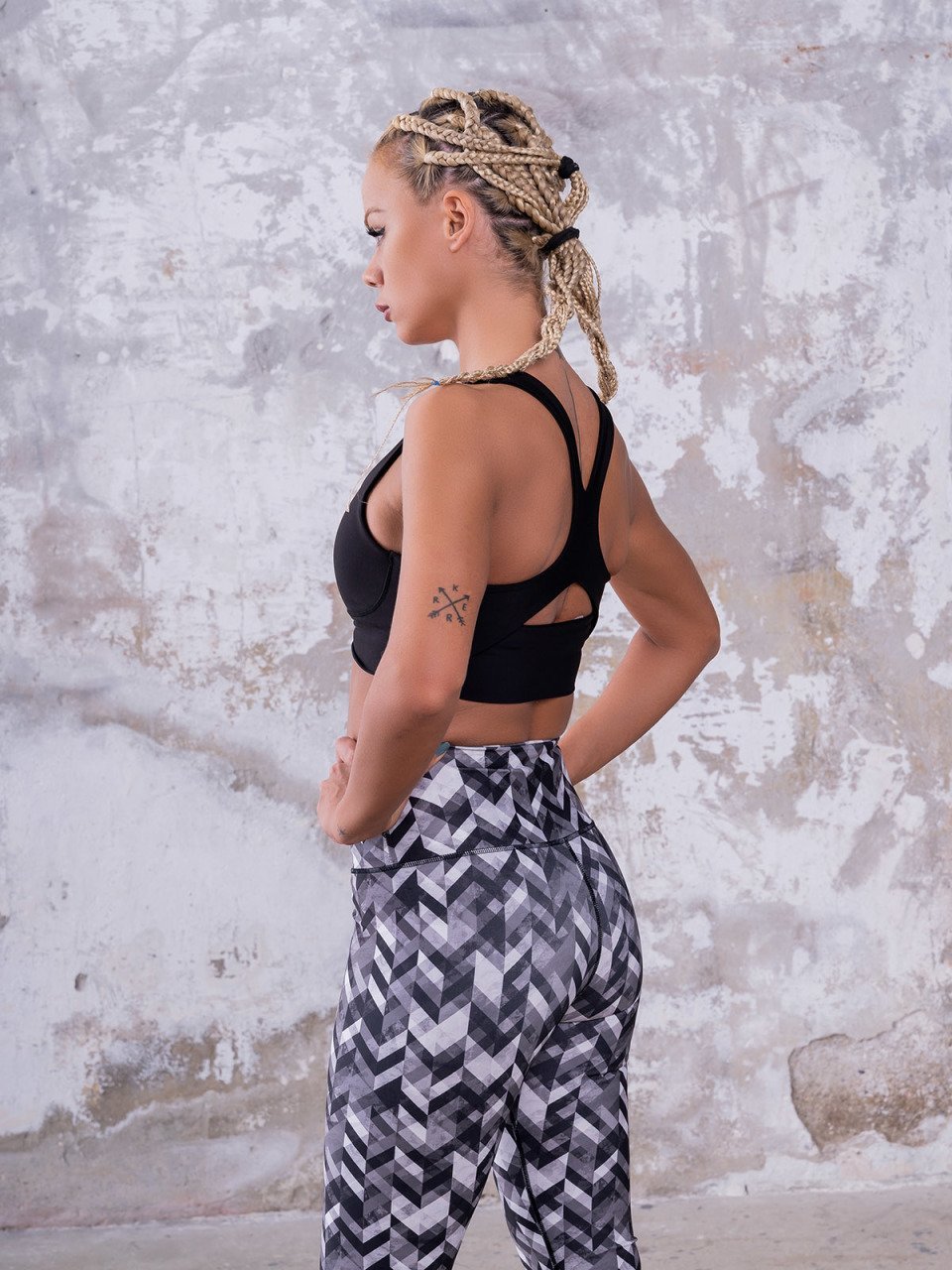 Desenli Ekstra Yüksek Bel Spor Tayt 1038