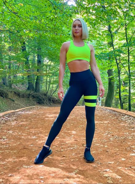 1039 Yeşil Şeritli Ekstra Yüksek Bel Spor Tayt