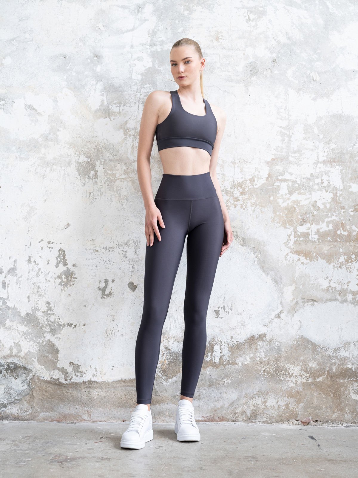 Ekstra Yüksel Bel Spor Tayt Füme Renk 260