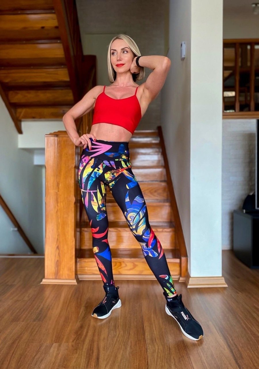 Desenli Ekstra Yüksek Bel Spor Tayt 910