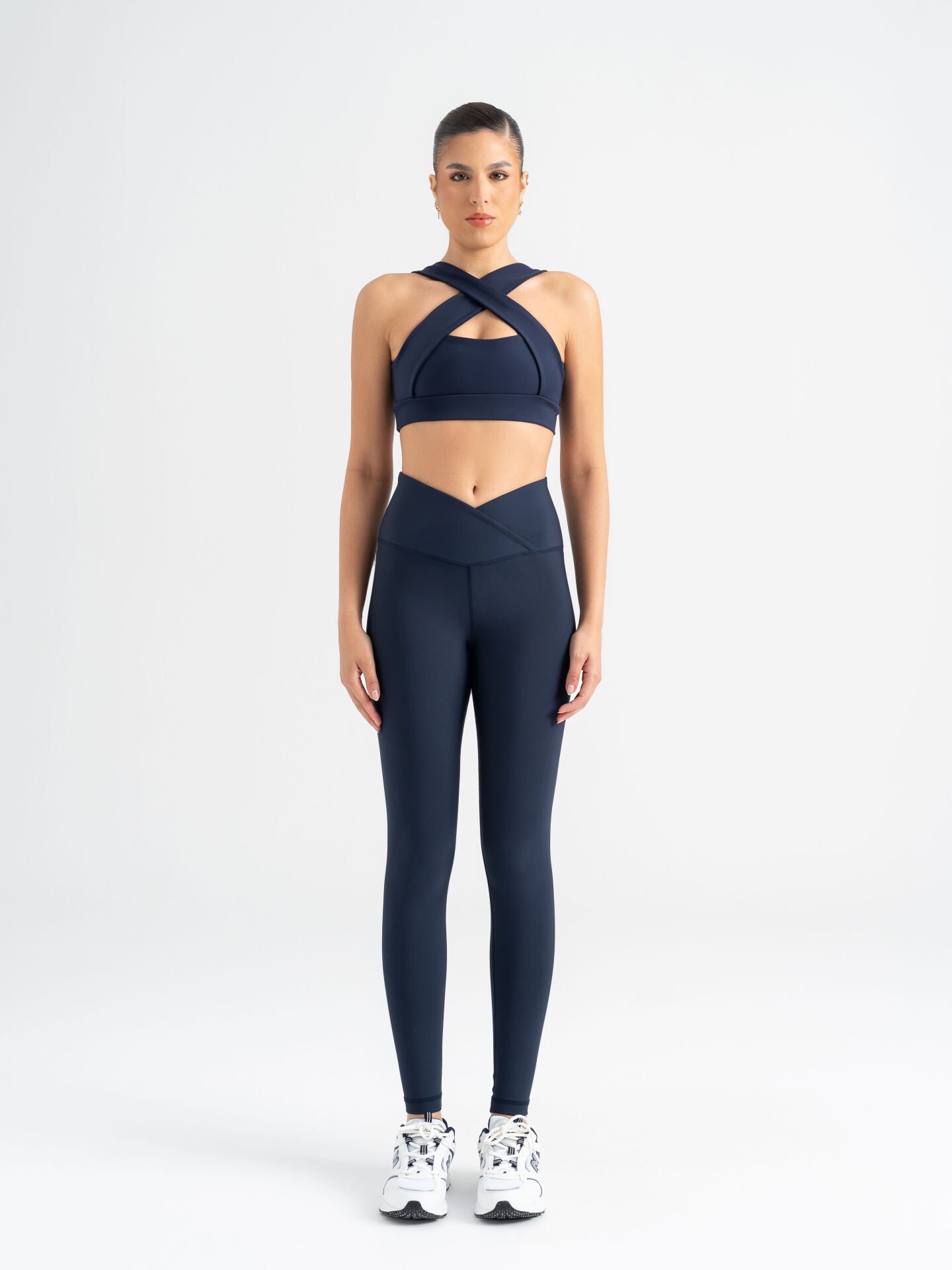 Bel Tasarımlı Spor Tayt Lacivert Renk 1041