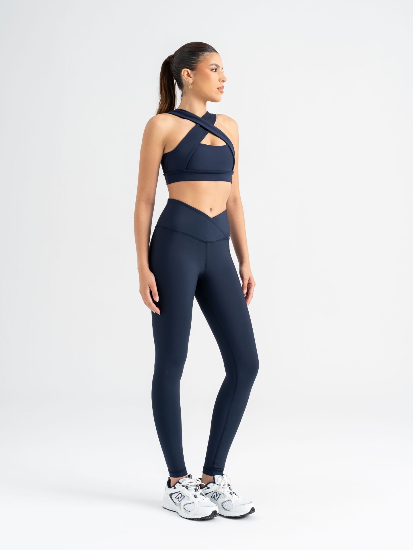 Bel Tasarımlı Spor Tayt Lacivert Renk 1041