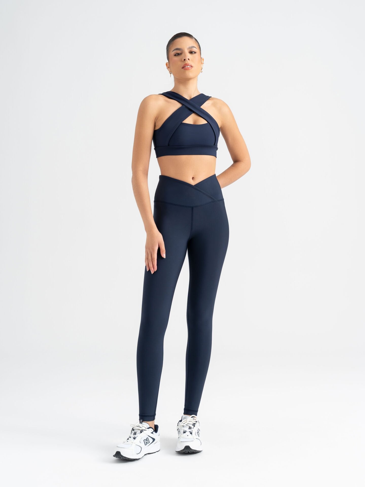 Bel Tasarımlı Spor Tayt Lacivert Renk 1041