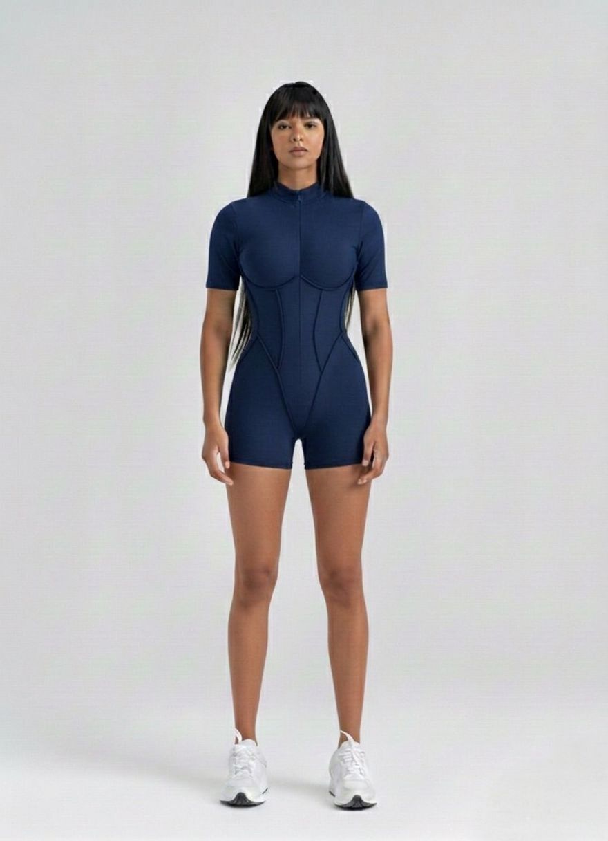 Şort Sculpt Lİne Jumpsuit Lacivert Renk 3502