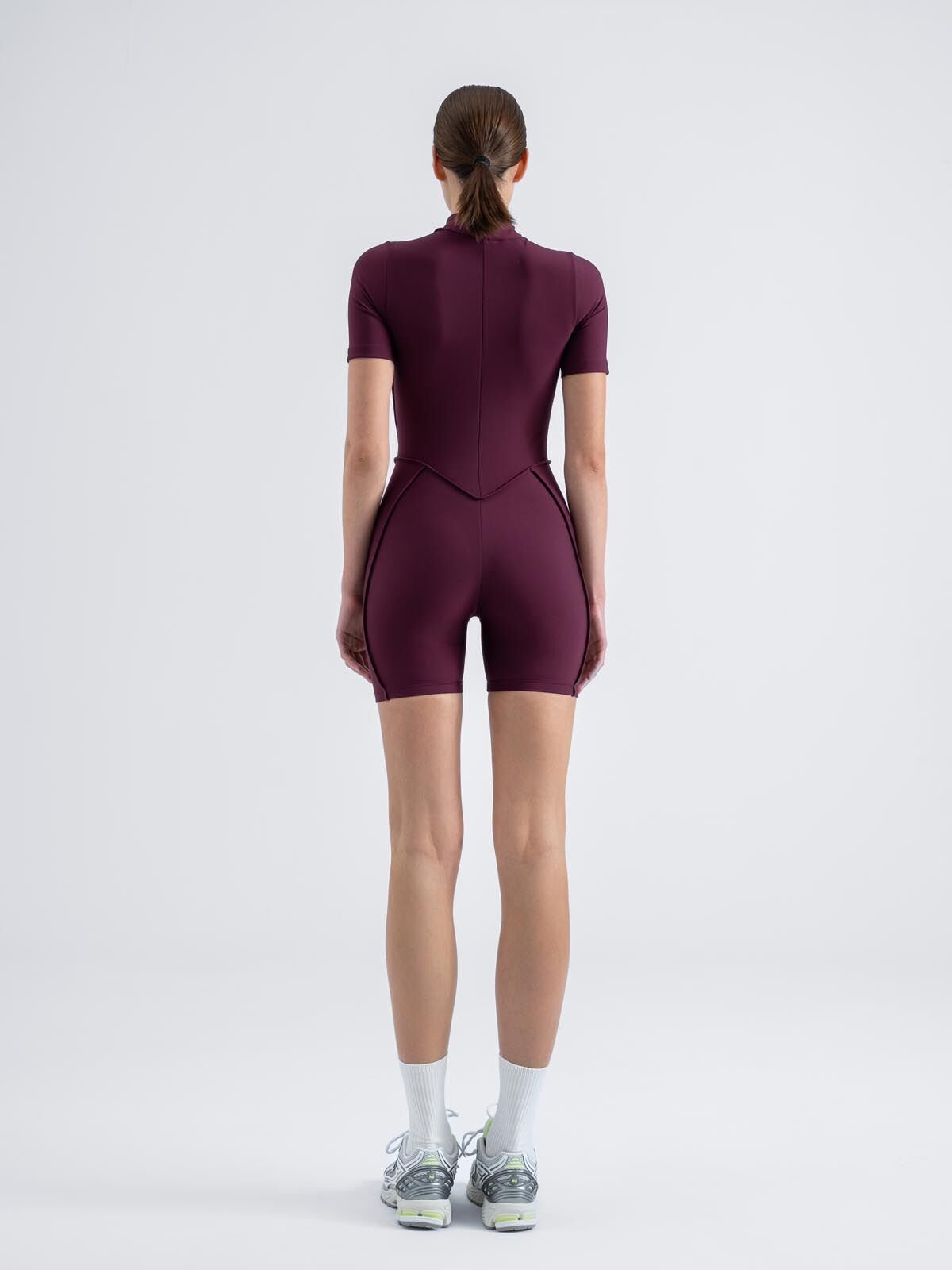 Şort Scuplt Line Jumpsuit Mürdüm Renk 3504