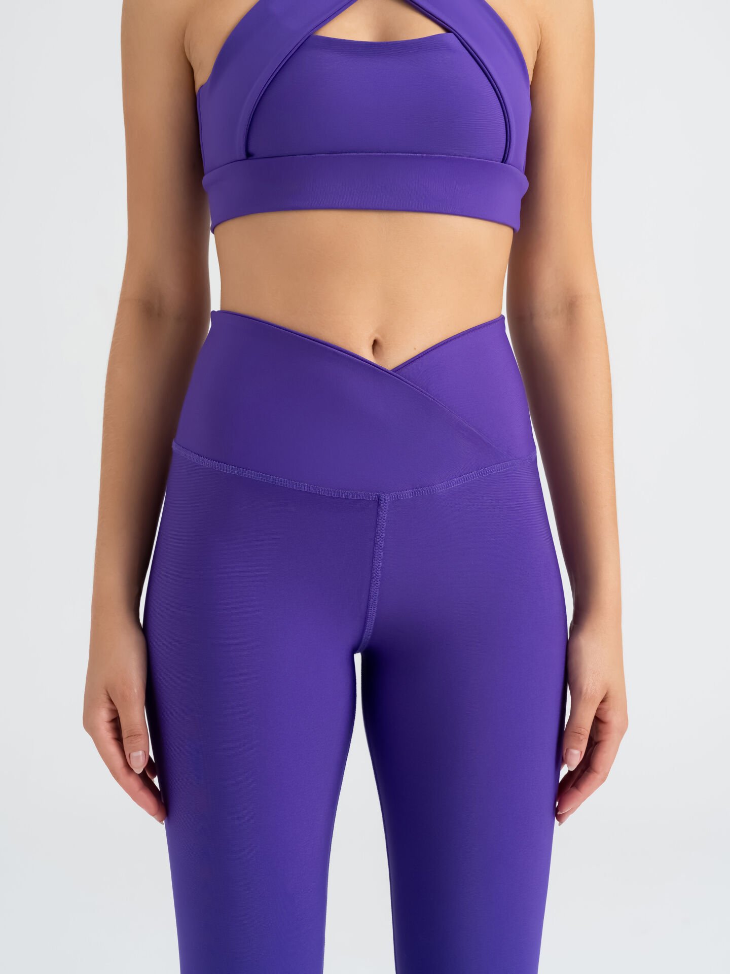 Bel Tasarımlı Mor Renk Spor Tayt 1042