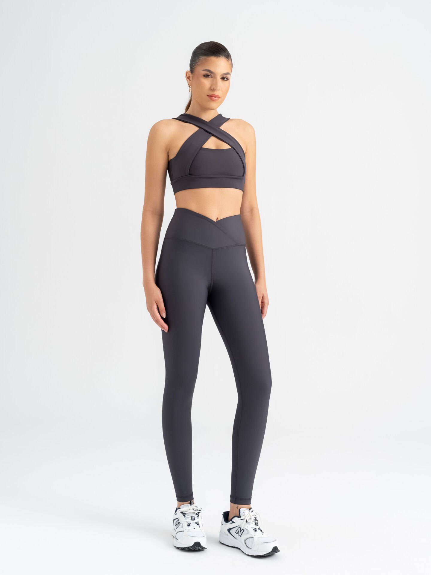 Bel Tasarımlı Spor Tayt Antrasit Rengi 1045