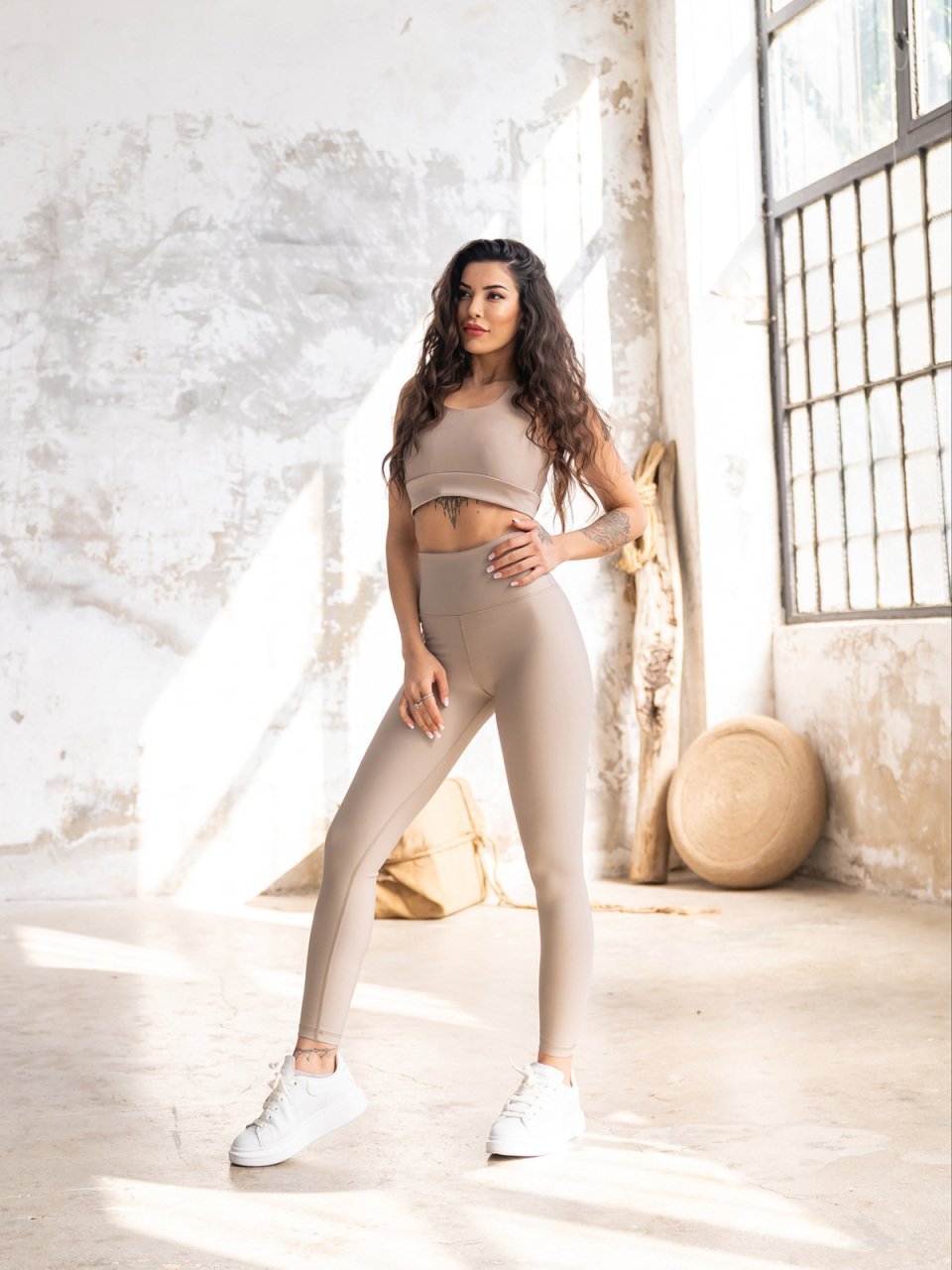 Ekstra Yüksel Bel Spor Tayt Su Beji 1092