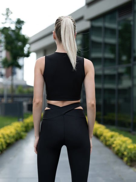 Siyah Yanı Açık Spor Tayt 814