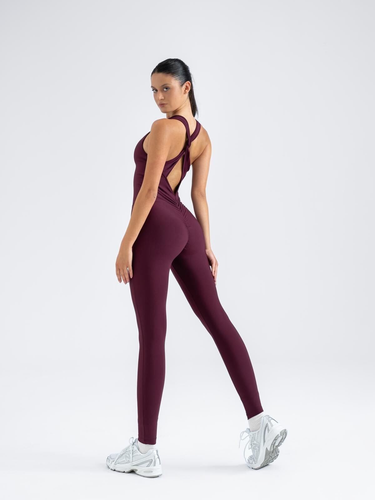 Scrunch But Jumpsuit Mürdüm Renk 3601