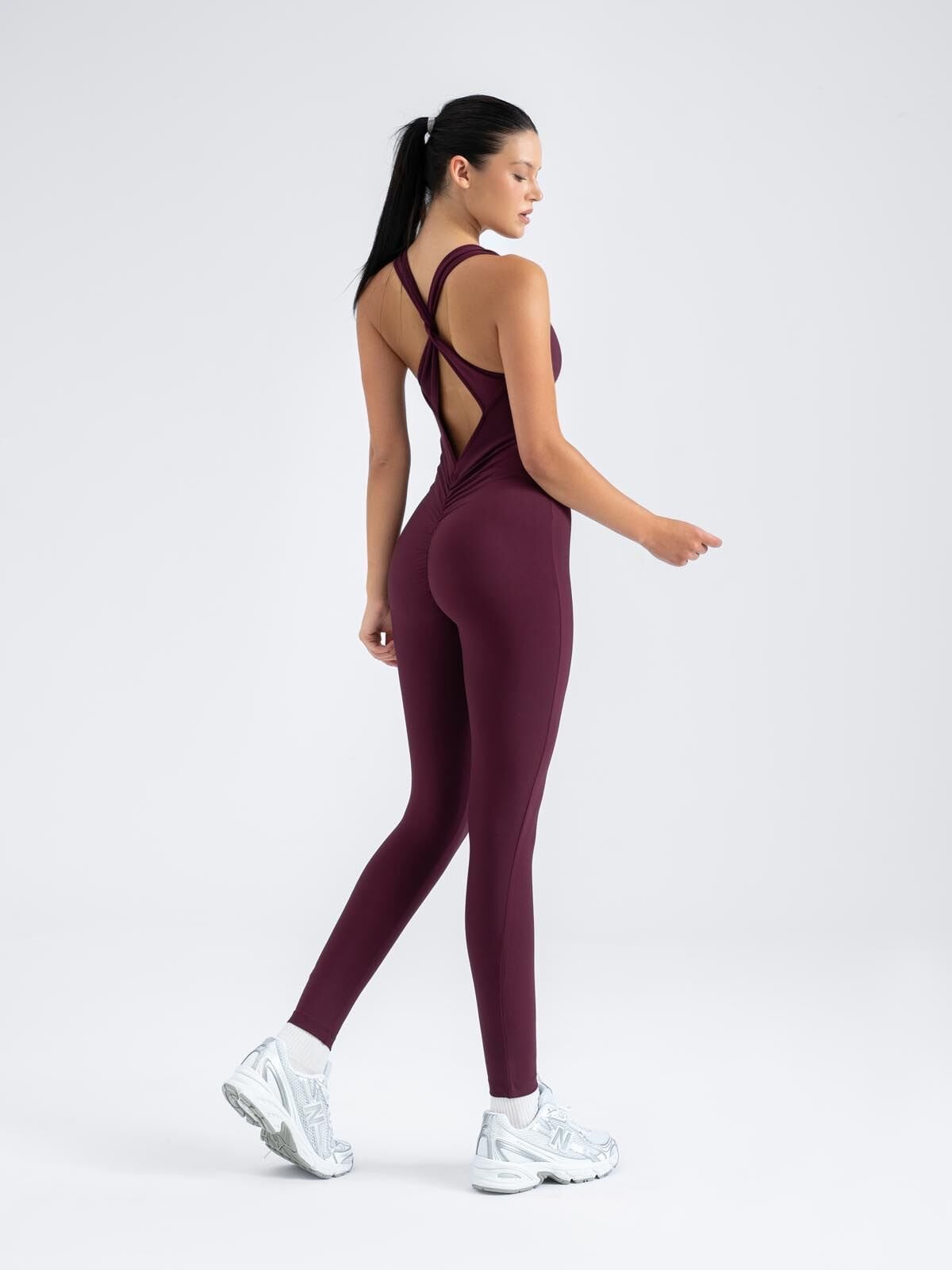 Scrunch But Jumpsuit Mürdüm Renk 3601