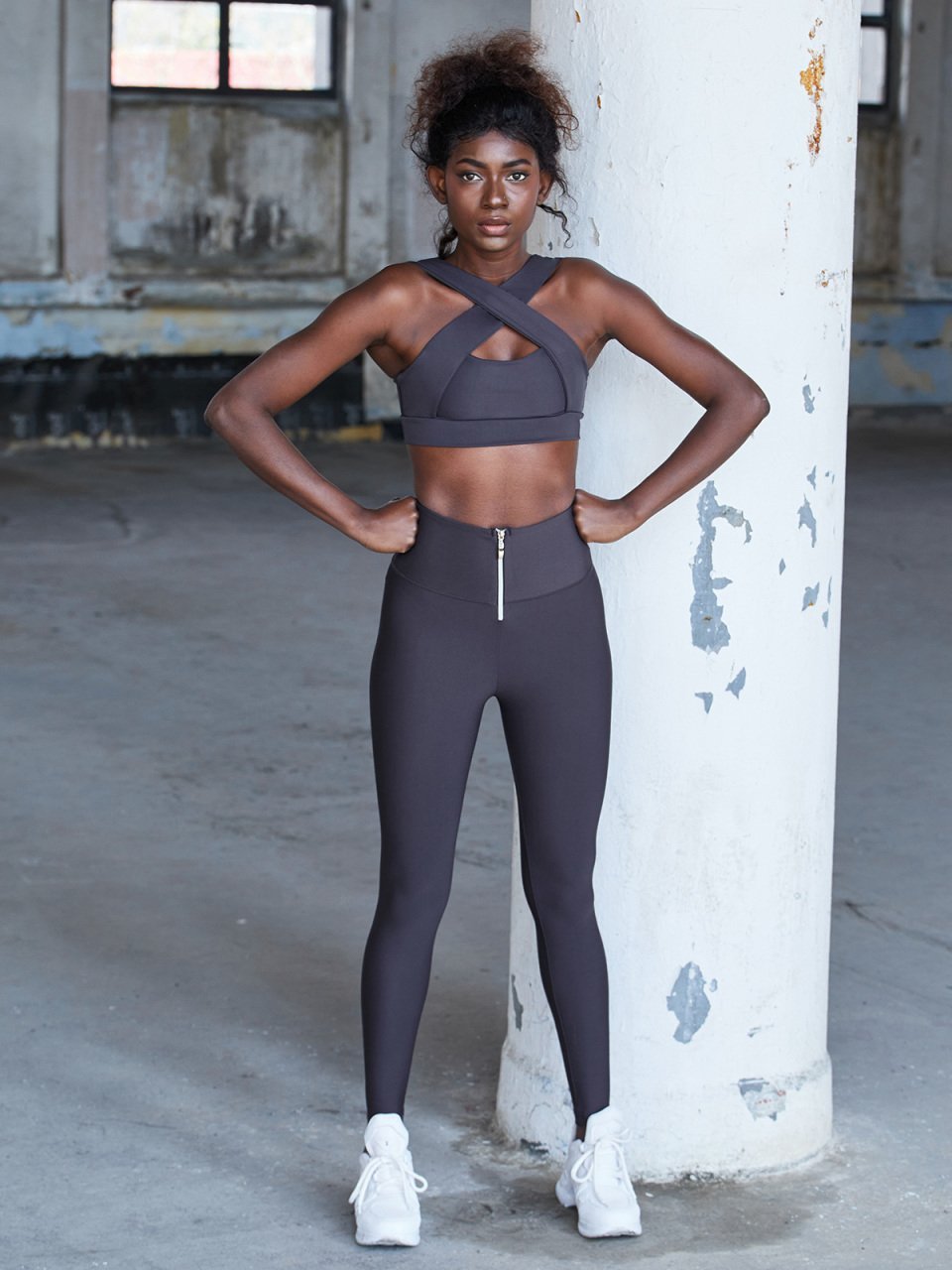 Fermuarlı Tayt Antrasit Renk 1082