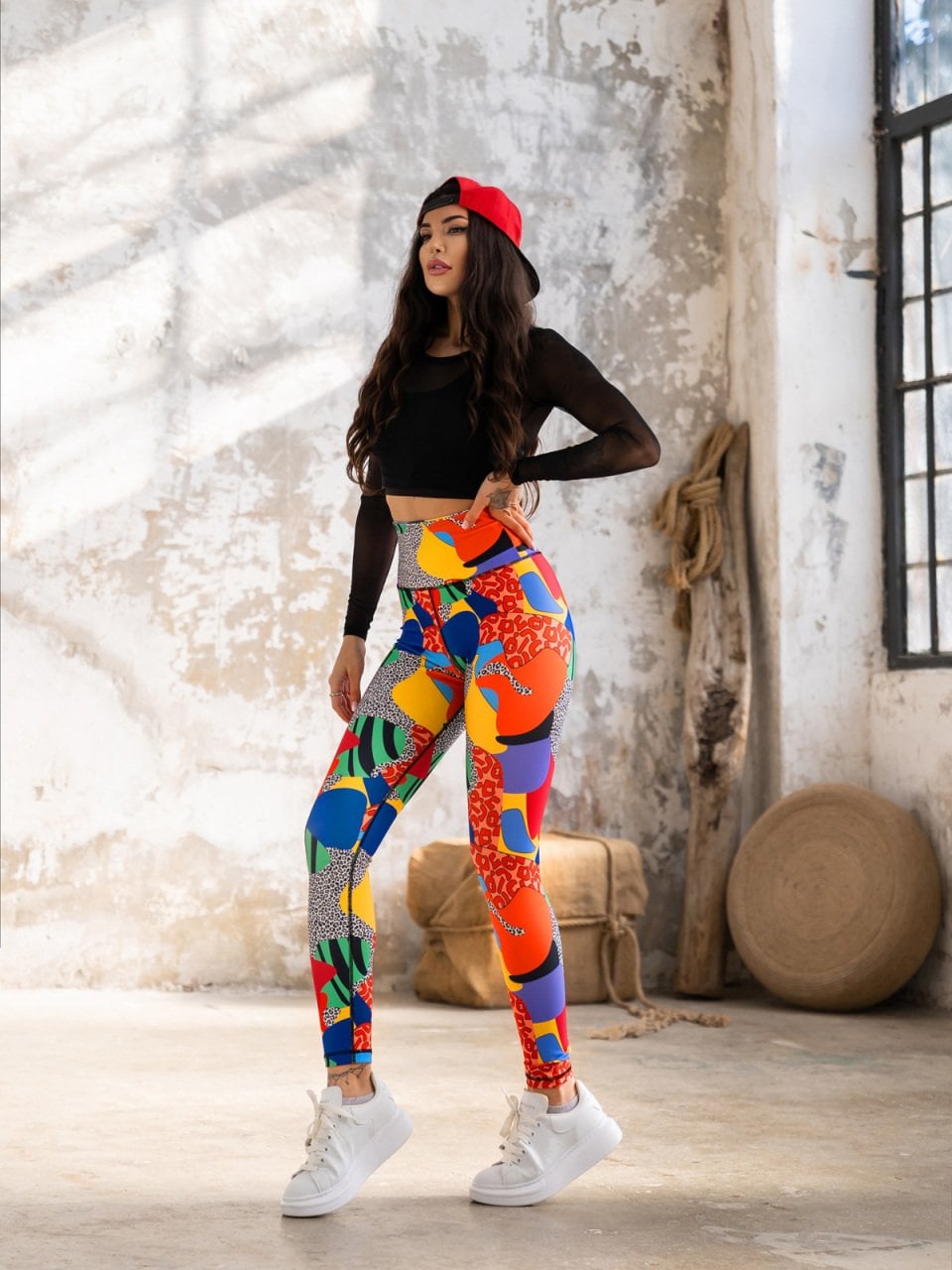 Desenli Ekstra Yüksek Bel Spor Tayt 1183