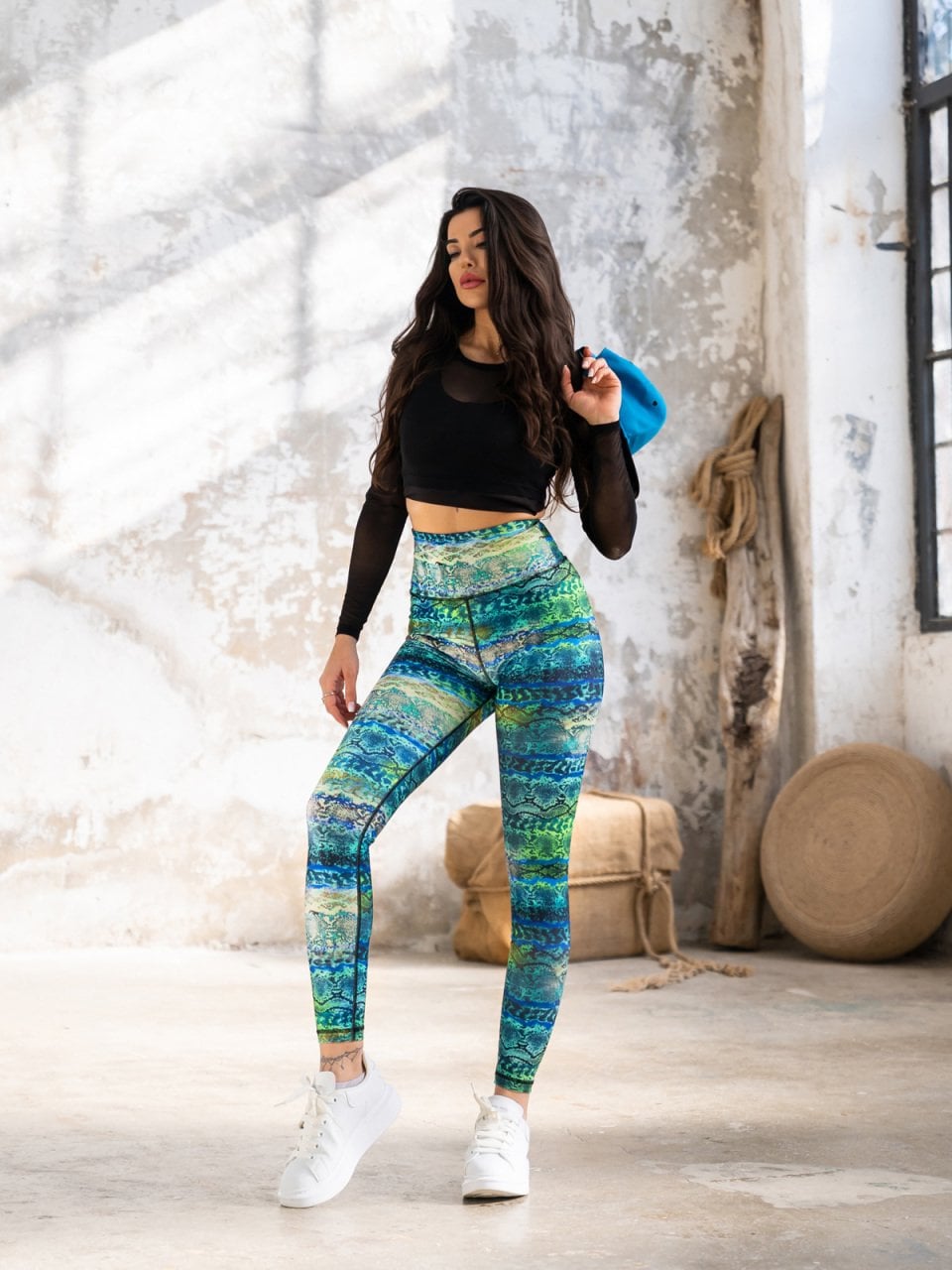 Desenli Ekstra Yüksek Bel Spor Tayt 1185