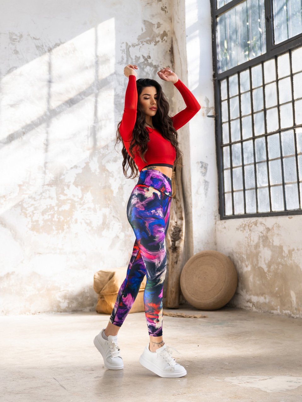 Desenli Ekstra Yüksek Bel Spor Tayt 1187