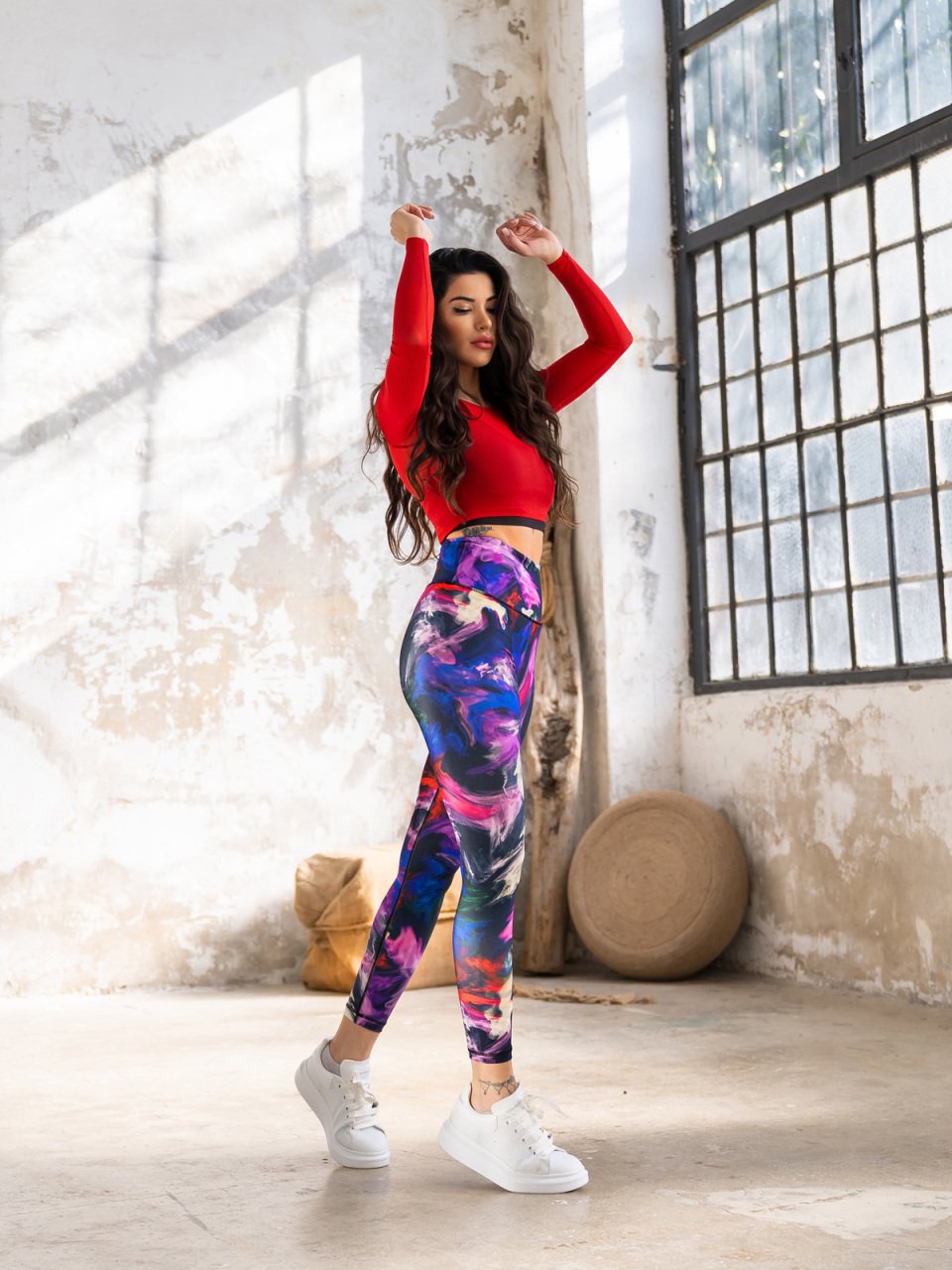 Desenli Ekstra Yüksek Bel Spor Tayt 1187