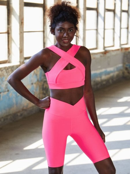 Biker Tayt Ve Bel Neon Pink 6015