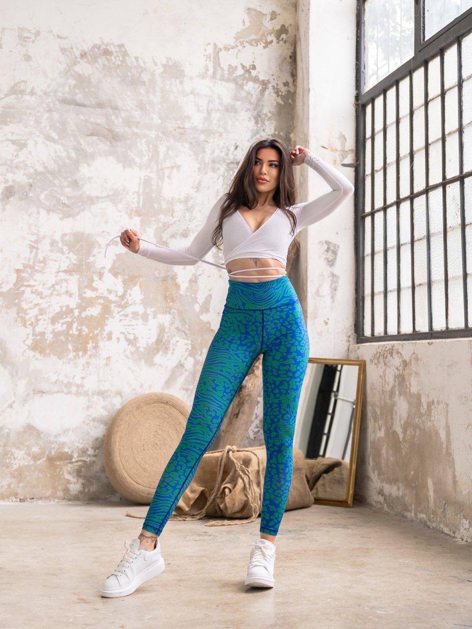 Desenli Ekstra Yüksek Bel Spor Tayt 302