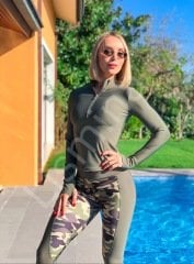 158 Haki Renk Parmak Geçmeli Üst