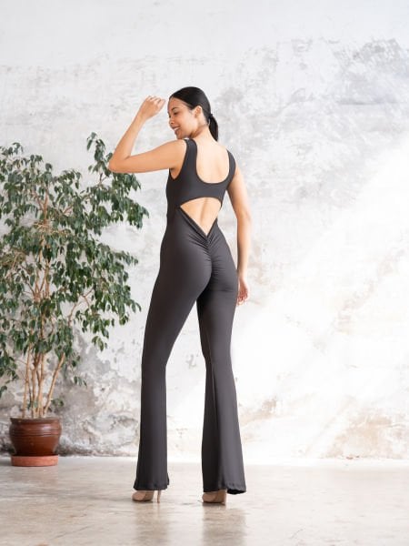 İspanyol Scrunch Butt Tulum Siyah Renk 1500