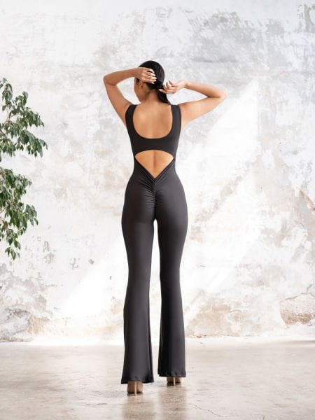 İspanyol Scrunch Butt Tulum Siyah Renk 1500