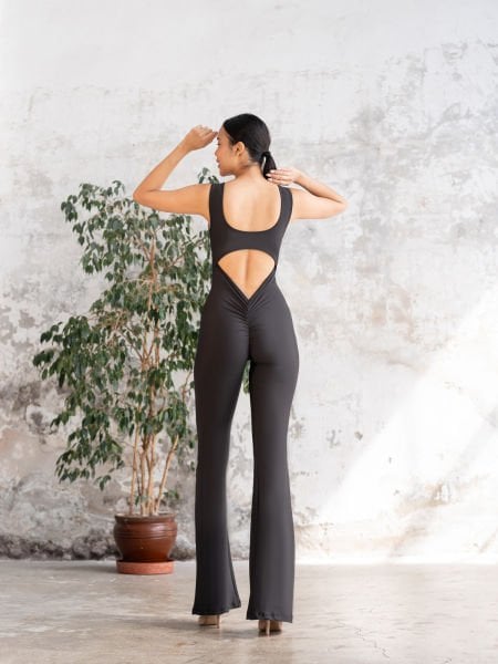İspanyol Scrunch Butt Tulum Siyah Renk 1500