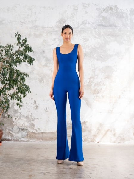 İspanyol Scrunch Butt Jumpsuit  Saks Rengi 1506