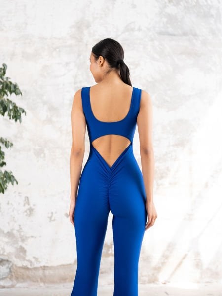 İspanyol Scrunch Butt Jumpsuit  Saks Rengi 1506