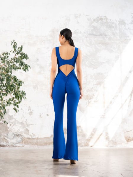 İspanyol Scrunch Butt Jumpsuit  Saks Rengi 1506