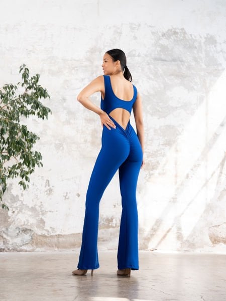 İspanyol Scrunch Butt Jumpsuit  Saks Rengi 1506