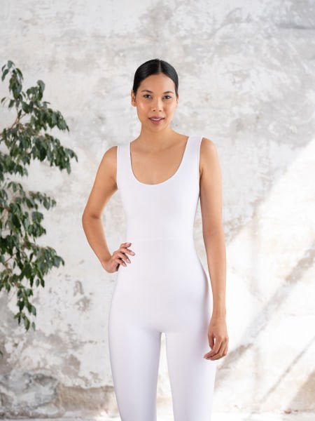 İspanyol Scrunch Butt Jumpsuit Beyaz Renk 1504